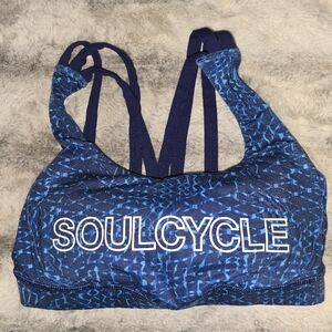 Lululemon SoulCycle Energy Exhale‎ Women's Blue Sports Bra Size 4. GUC